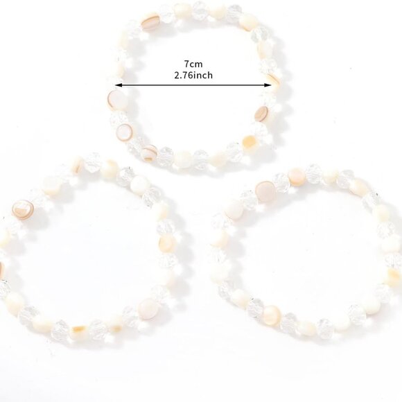 Multi Rows Stackable Stretch Bracelet Colorful Shell Glass Boho Bracelets Trendy - Picture 6 of 8